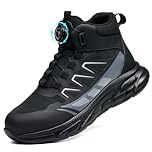 SROTER Safety Boots Men Women Work Boots Steel Toe Cap Trainers Lightweight Non-Slip Safety Shoes, Black, 10 UK