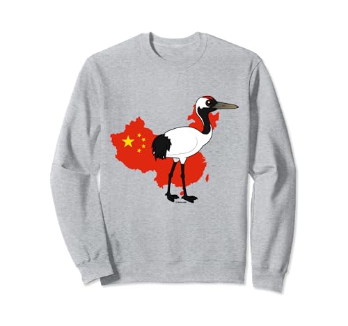 Red-crowned Crane Bird of China Cute Cartoon Bird Sweatshirt
