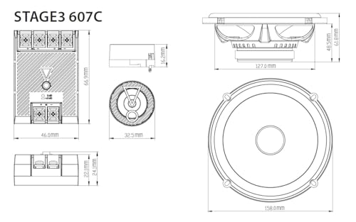 JBL Stage3 607C Sistema de sonido de 2 vías echo auto - Juego de altavoces coche Componentes de 250W JBL Pro Sound con altavoz para coche incorporado de 16 - 17 cm y tweeter - imagen 9