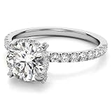 14K Solid Gold Handmade Engagement Ring, 1.0 CT Round Cut Moissanite Solitaire Ring Diamond Wedding Ring for Her/Women, Gorgeous Ring, VVS1 Colorless (Yellow) -  GOLD EDGE
