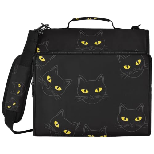 Classeur portable Funny Cat noir à 3 anneaux idéal pour organiser vos cours à la faculté