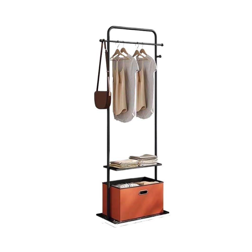 AILIUXIAOYAN Coat Rack Freestanding Clothing Rack with Storage Basket - Bedroom Hat Stand Creative Garment Rack(Orange)