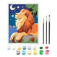 Peinture Par Numéros Zimrobin – Loup Et Lune – Cadre Inclus, 12 Peintures Acryliques, 3 Pinceaux – Pour Enfants 5-12 Ans
