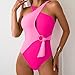 Women One Piece Swimsuit Fashion Color Block Bathing Suit Front Cross Swimwear Beach Holiday Vacation Party Clothes