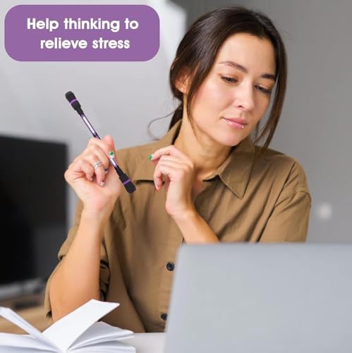 Image of 2 Pcs Spinning Rotatable Finger Ball Point Pens - Non-Slip Coated Rotating Gel Pen Mod for Gaming Student | Magic Floating & Rolling Light Anti Dropping Pen for Gamers | Pack Of 2 |