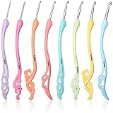 Angemessenes Design:Das weiche Gummimaterial des Griffs bietet ein angenehmes Gefühl und ist ergonomisch gestaltet. Es kann lange gehäkelt werden, ohne dass Müdigkeit oder Schmerzen auftreten.