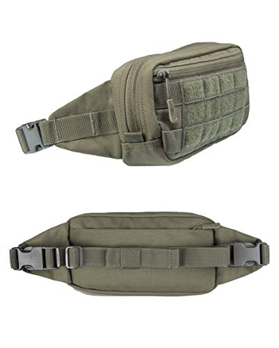 Mil‑Tec Gürteltasche MOLLE • Bauchtasche Herren • Kompakte Brusttasche mit Molle‑Schlaufen, Klettfläche und 3 Reißverschlussfächern • Verstellbare Hüfttasche oder Umhängetasche in Oliv