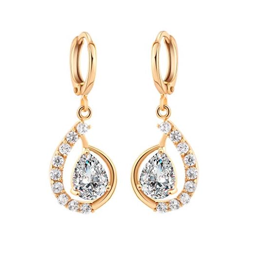 YAZILIND 18K Or Elégant Plaqué zircon Boucles d'oreilles blanc Charme Dangle Boucles d'oreilles pour les femmes