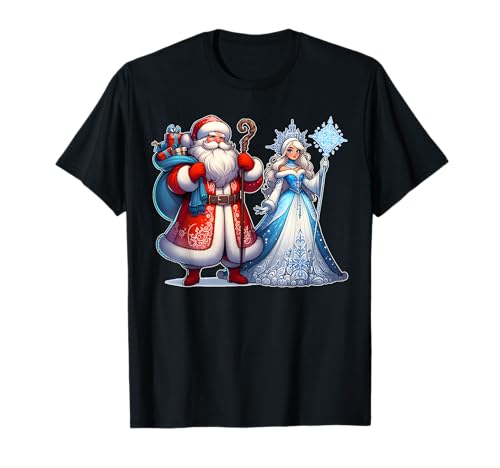 Ded Moroz Snegurotschka russischer Weihnachtsmann Russen T-Shirt