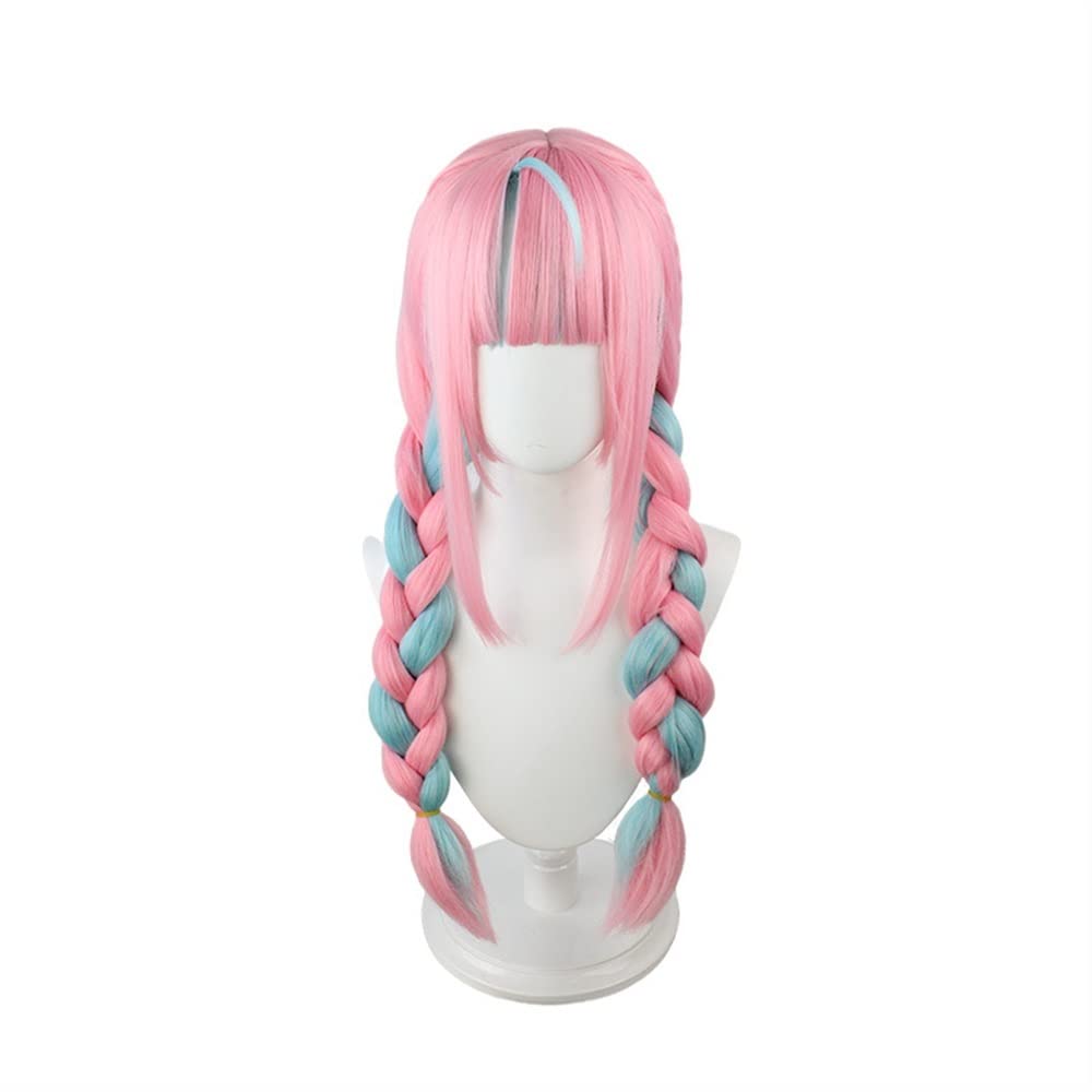 Cosplay Wig Hololive Minato Aqua Wig Cosplay Mixed Blue Pink BraidsDouble tail hair Fiber synthetic wig+Free wig cap For Costume Party, Anime Show, Cosplay Event