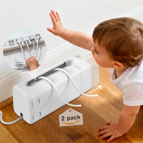 Improved Power Strip Cover Box(2 Pack) 丨Outlet Covers Baby Proofing丨Outlet Cover Box丨Adjustable Length Childproof Outlet Cover丨Preventing Toddlers from Touching Sockets丨Fits Most Sockets.