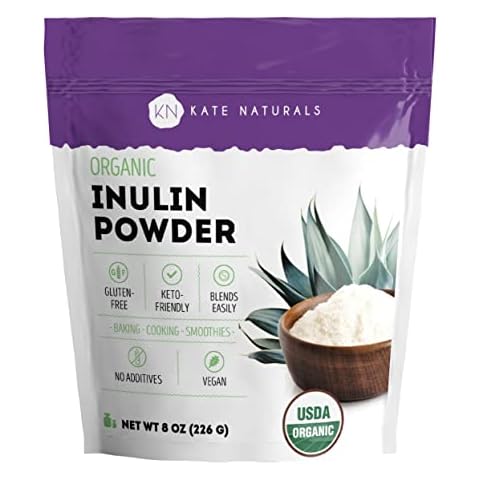 Kate Naturals Inulin Powder Organic for Prebiotic Fiber and Gut Health. Mix Well with Coffee & Smoothies (8oz, Organic, Blue Agave) Cover