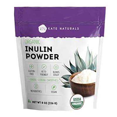 Kate Naturals Inulin Powder Organic from Blue Agave 8oz Soluble Prebiotic Fiber for Coffee, Yogurt & Smoothies
