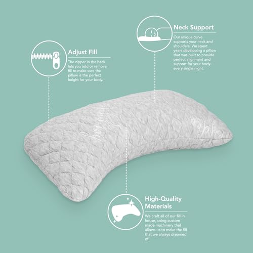 Image of Honeydew Essence Side Pillow- The Ultimate Luxury Neck Pillow- Fully Adjustable Support for Neck Pain Relief- Made in USA- Enhanced, Hypoallergenic Patented Cooling Pillow Fill - Queen (Pack of 1)