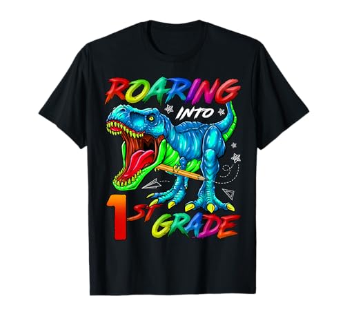 Rugiendo en 1er Grado T-Rex Regreso a la Escuela Regalos para niños Camiseta