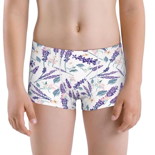 Boys' Cotton Boxer Brief Soft Underwear-Lavender Flowers