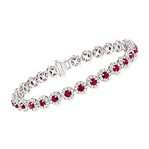 Ross-Simons 5.50 ct. t.w. Ruby and 3.00 ct. t.w. Diamond Tennis Bracelet in 14kt White Gold