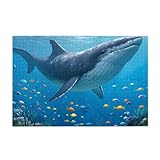 Rompecabezas de madera de 1000 piezas para adultos, 1000 piezas, rompecabezas desafiante para decoración del hogar, marco de fotos para familiares, amigos, adultos, 29.5 x 19.7 pulgadas, ballenas