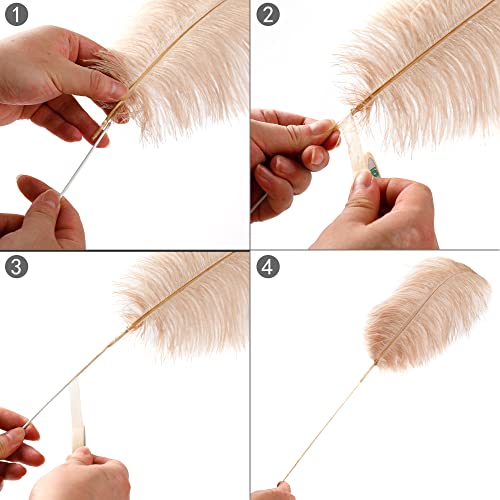 Ballinger Champagne Ostrich Feathers Bulk - Making Kit 10Pcs 28 Inch Large Boho Feathers For Vase, Floral Arrangement, Wedding Party Centerpieces And Home Decor #TOP3