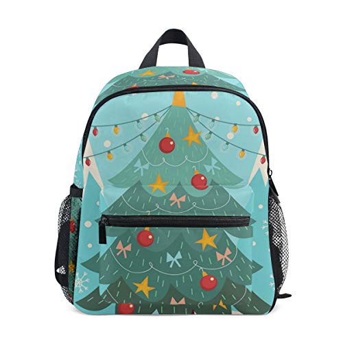 Preisvergleich Produktbild Schulranzen Retro Schnee Weihnachtsbaum Schleife Sterne Vorschulrucksack Kinder Reise Daypack für Jungen Mädchen
