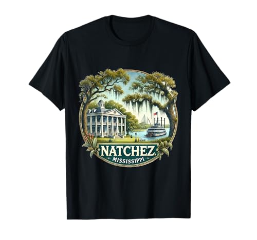 Natchez, MS Mississippi River Boat Plantation T-Shirt