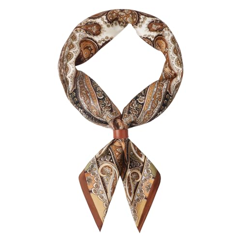 Hymeiluely 27.5 Inches Square Silk Feeling Neck Scarf for Men Necktie Silk Bandanas Pocket Square Cowboy Scarves (D-Gold)