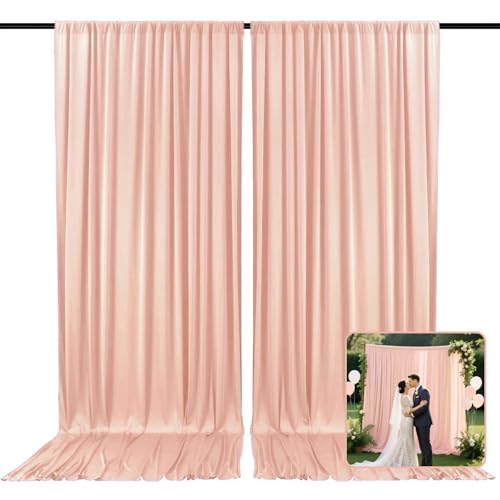 Image of 2 Panels Pink Backdrop Curtain, 10 x 10 Feet Polyester Background Curtains for Parties, Weddings, Baby Showers, Halloween, Christmas, Birthday Party Photoshoot Backdrop Curtains Decorations