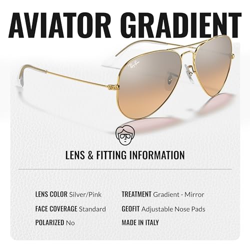 Image of Ray-Ban RB3025 AVIATOR GRADIENT Pilot Shaped Sunglasses for Men & Women with Official RAYBAN Eyewear Kit