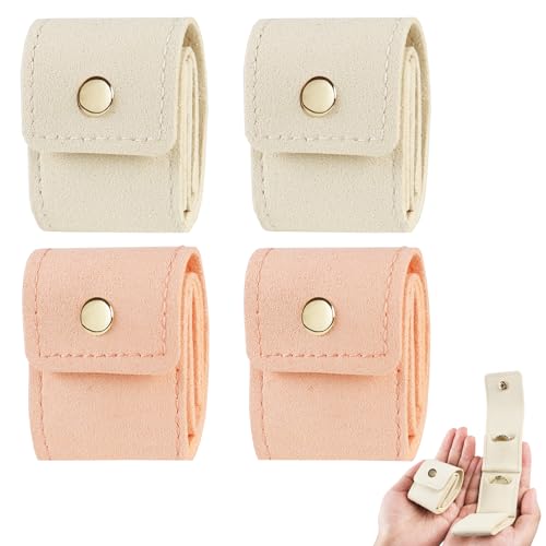 Image of Pumsawn 4 Pcs Mini Travel Jewelry Bag, Foldable Travel Jewelry Bag with Buckle, Jewelry Travel Case for Earrings, Rings, Necklaces