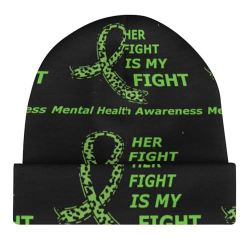 Mental Health Awareness Month 2022 Kids Beanie Hat for for Girls Boys Children Cap Winter Knitted Chemo Cancer Headwear Accessories Gifts Decoration Black4