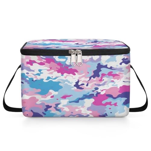 GzLeyigou Camo Texture Lunch Bags for Women Men 9 Cans, Hot & Cold Food Delivery Bag Insulated Grocery Bag Insulated Lunch Box Colorful Camouflage Cooler Bag for Office Work Picnic Beach
