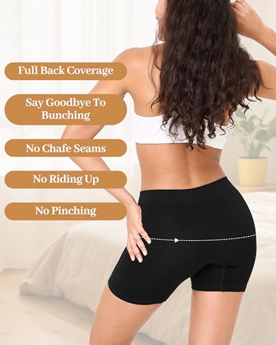 Image of BAMBOO COOL Womens BoyShorts Underwear Seamless Boxer Briefs Mid Rise Full Coverage Breathable Stretch Ladies Panties 5 Pack