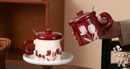 Set de 2 Mugs de Cerámica con Tapa y Cuchara 12 oz miniatura 4
