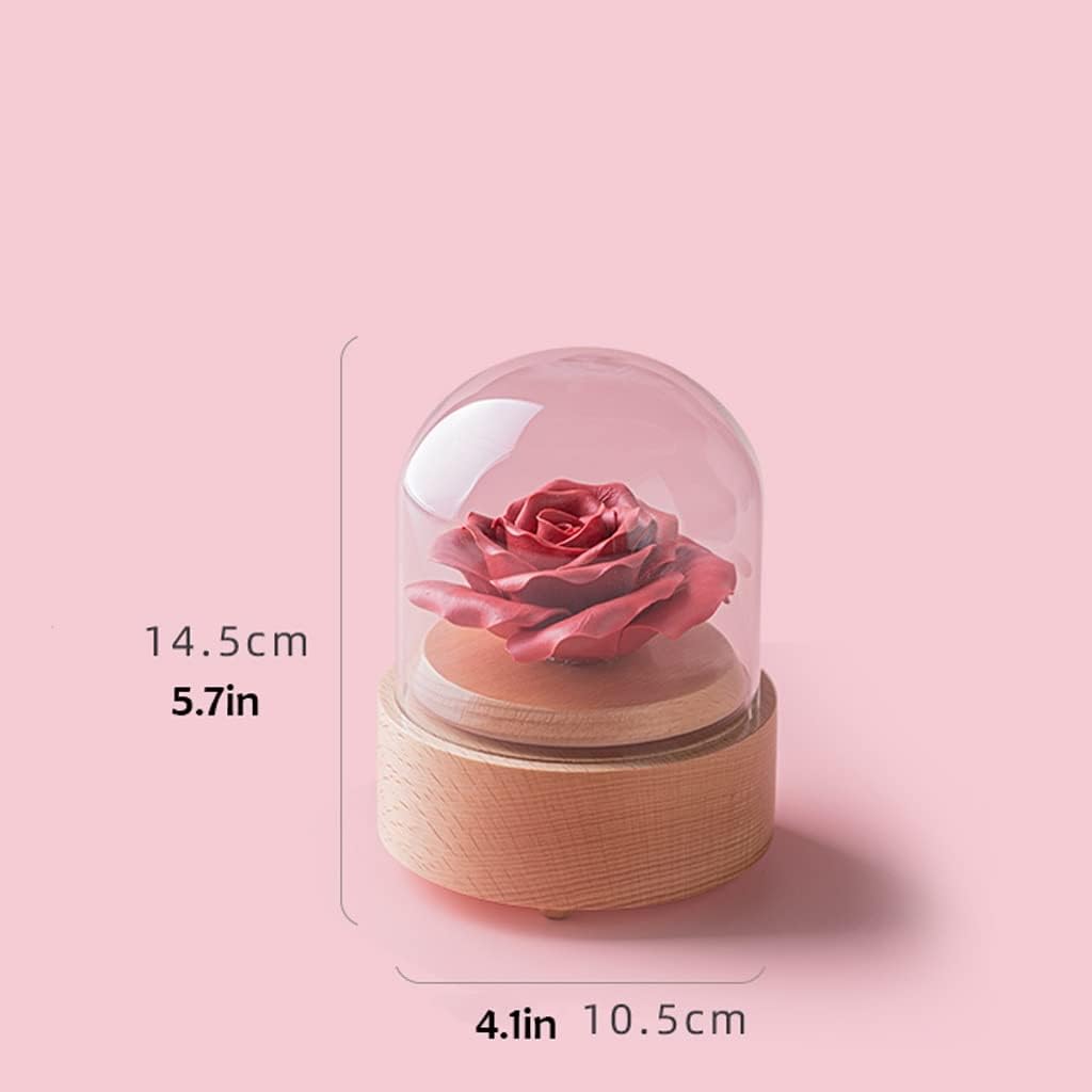 Music Box Everlasting Flower Music Box Rose Wooden Sky City Music Box Birthday Gift for Girlfriend Boy Romantic Wood Musical Box