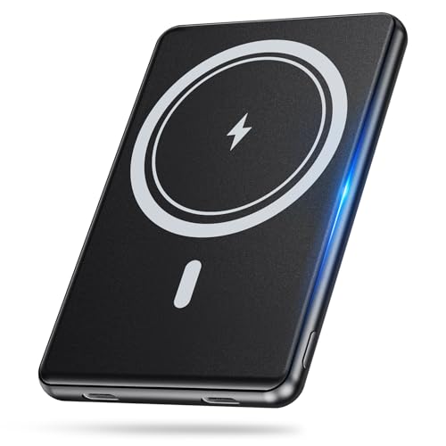 【2026極薄設計・MagSafe急速充電（8000mAh）】 モバイルバッテリー マグセーフ 最大出力20W 充電器 薄型 ワイヤレス充電 マグネット 軽量 小型 大容量 まぐせーふモバイルバッテリー 3台同時充電 Type-C入/出力 多重安全保護 pse認証済 パススルー 急速充電 コンパクト Airpods/AppleWatch/iPhone12～17/Pro対応 旅行/出張/緊急用