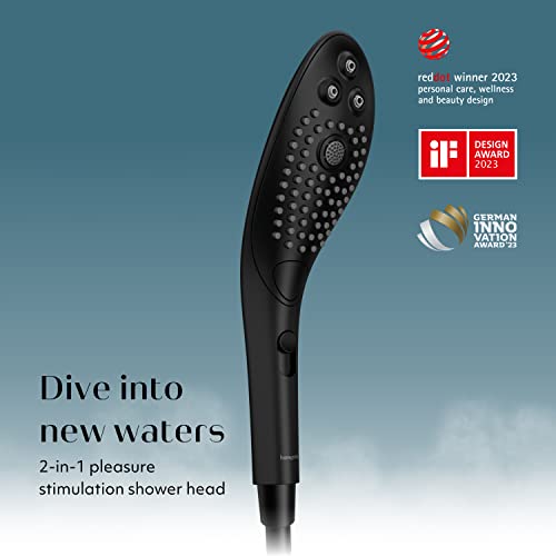 Womanizer Wave Multifunction Shower Head | Special Jet Water Powered Personal Massager | 2in1 Showerhead for Women | Control 3 Pattern Settings | Handheld Water Pressure Massage Tool | Black