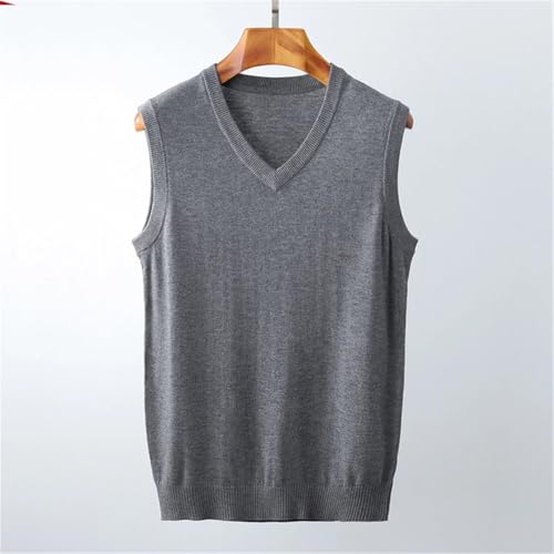 Men's Sleeveless Knitted Sweater Vest Pullover Business Solid Color V-Neck Outwear Tops3