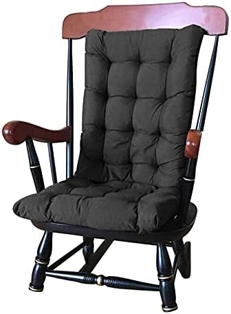 Sundaylike High Back Patio Chair Cushions Outdoor, Rocking Chair Cushions Set with Ties, Thickened Patio Chaise Lounger Swing Bench Cushion Loveseat Recliner Pads Mat Garden (Black)