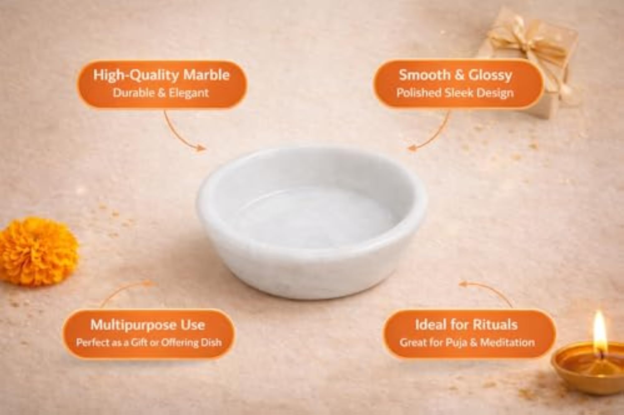 Handmade White Marble Serving Deep Plate