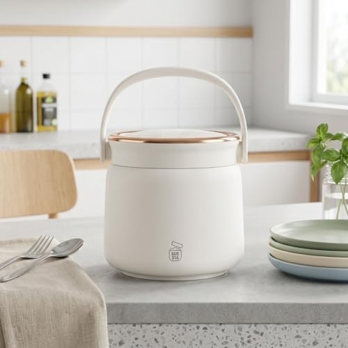 Recipiente aislado para alimentos de acero inoxidable blanco de 14,5 cm con boca ancha 4