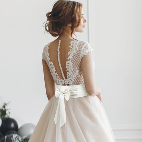 White Wedding Satin Sash Belt for Women, 3.7'' Wide Bridal Waist Accessory for Formal Dresses & Special Occasions3