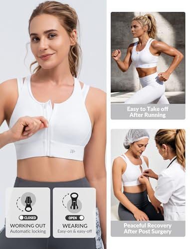 Image of Yvette Front Closure High Support Sports Bras for Women Double Straps Plus Size Sports Bra with Sewn in Pads