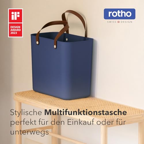 Rotho Albula Einkaufskorb 25l, Kunststoff (PP recycelt), blau, 25l (40.0 x 23.5 x 34.0 cm)