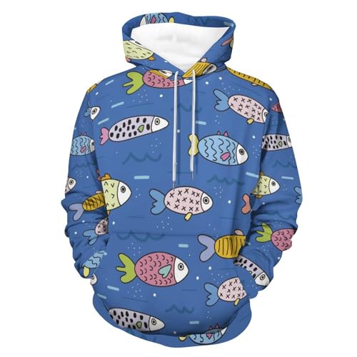 Sweats à capuche manche longue pull poisson unisexe taille S