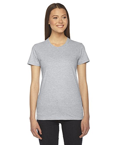 AP Ladies' Fine Jersey USA Made Short-Sleeve T-Shirt M HEATHER GREY