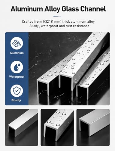 Canal en U para puerta de ducha de aluminio de 120 cm y vidrio de 6-12 mm 5