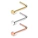 Ruifan 18G 316L Surgical Steel Nose Stud L Shaped Ring with 2MM Flat Top Piercing Jewelry 3PCS - Mix Color