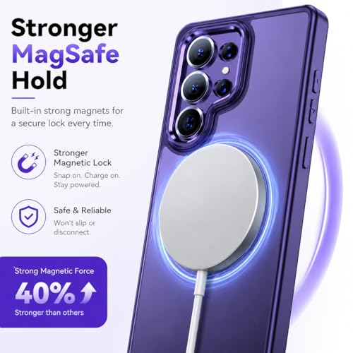 Image of DIZORO TPU Magnetic 360 Ring Stand Case Fit Compatible with Samsung Galaxy S26 Ultra Case, Compatible with MagSafe & Wireless Charging,Military Grade Drop Tested,Translucent Kick Back Cover (Deep)