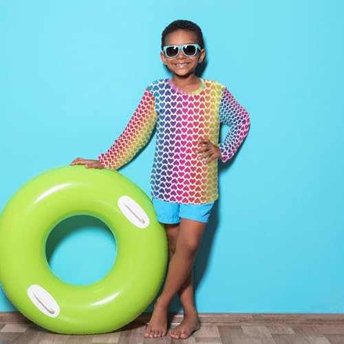 Boys Rash Guard Swim Shirt Long Sleeve UPF+ 50 Sun Shirts Quick Dry Shirt Rainbow Love Hearts for Toddler Kids4