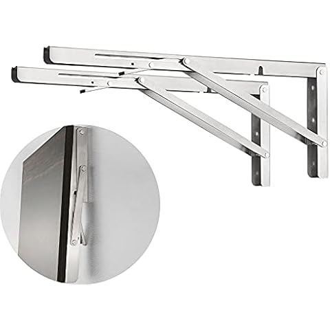 Razorri Comodo Folding Console Heavy Duty 450 mm (18 Inch) Stainless Steel Folding Consoles Table Folding Shelf Bracket for Benches and Shelves, Load Capacity 100-130 kg (Pack of 2) Cover